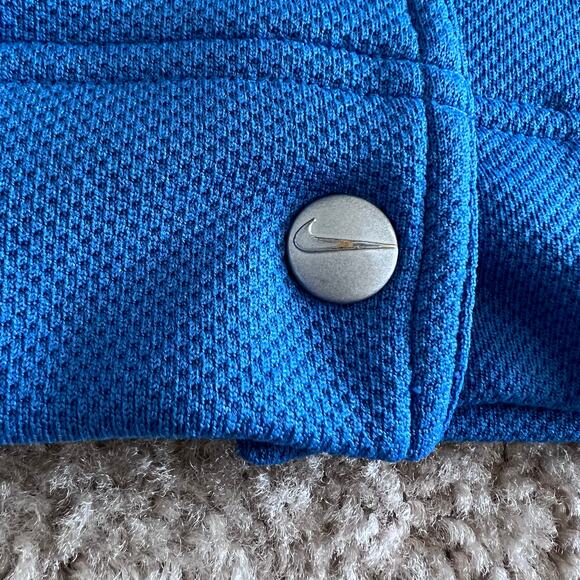 Nike Blue Snap Button Striped Varsity Vintage Bomber Jacket Size: Large 12-14 - Picture 15 of 15